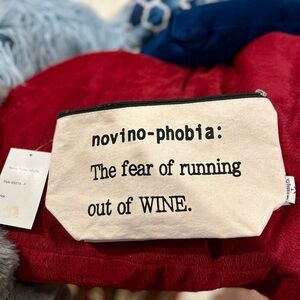 NWT L A trading company Canvas Pouch with Wine Quote